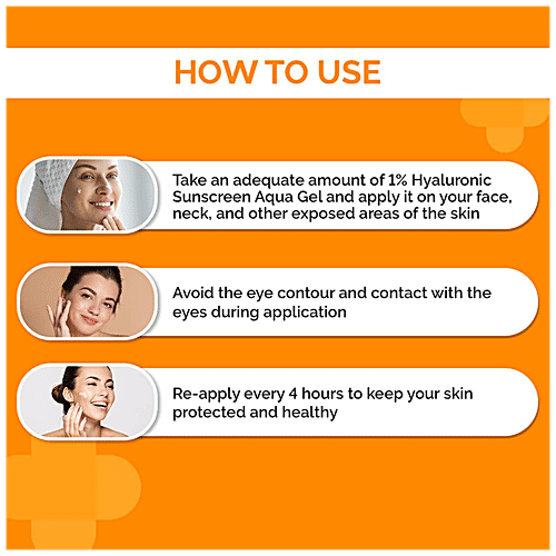 The Derma Co 1% Hyaluronic Sunscreen Aqua Gel - SPF 50, 50 g For Broad Spectrum & Blue Light Protection