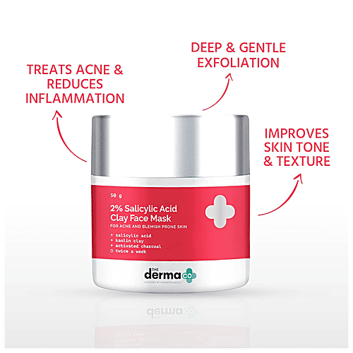 The Derma Co 2% Salicylic Acid Clay Face Mask - With Activated Charcoal, For Acne & Blemish Prone Skin, 50 g  