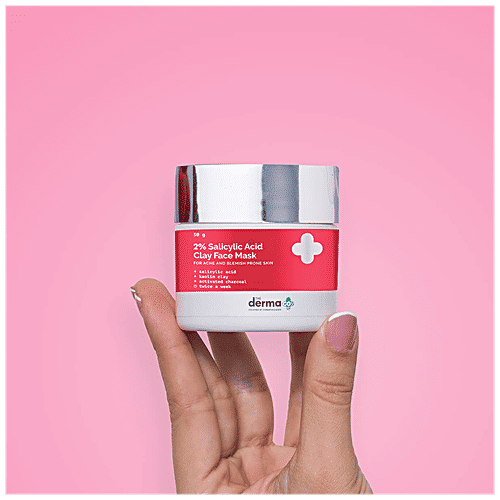 The Derma Co 2% Salicylic Acid Clay Face Mask - With Activated Charcoal, For Acne & Blemish Prone Skin, 50 g  