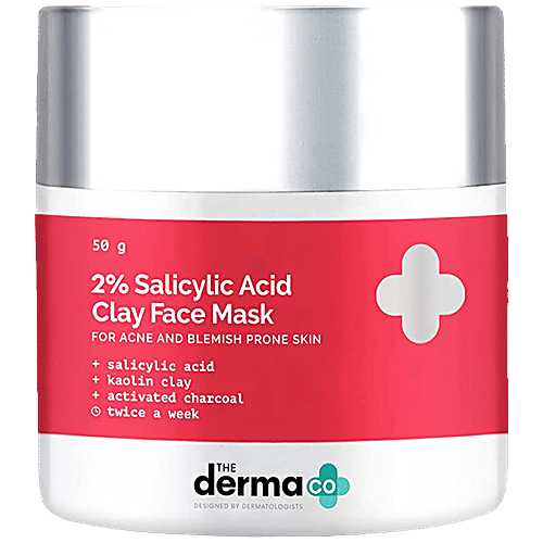 The Derma Co 2% Salicylic Acid Clay Face Mask - With Activated Charcoal, For Acne & Blemish Prone Skin, 50 g  