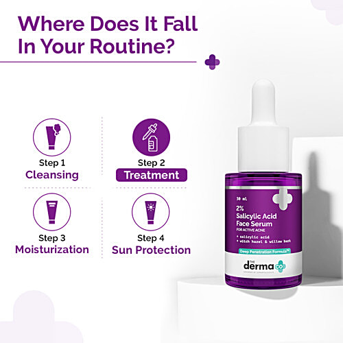 The Derma Co 2% Salicylic Acid Face Serum - With Witch Hazel & Willow Bark, For Active Acne, 30 ml  