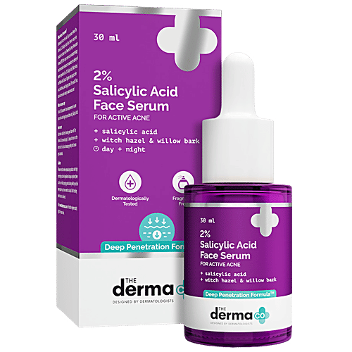 The Derma Co 2% Salicylic Acid Face Serum - With Witch Hazel & Willow Bark, For Active Acne, 30 ml  