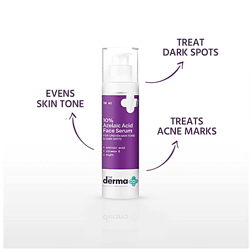 The Derma Co 10% Azelaic Acid Face Serum - With Vitamin E, For Uneven Skin Tone & Dark Spots, 50 g  