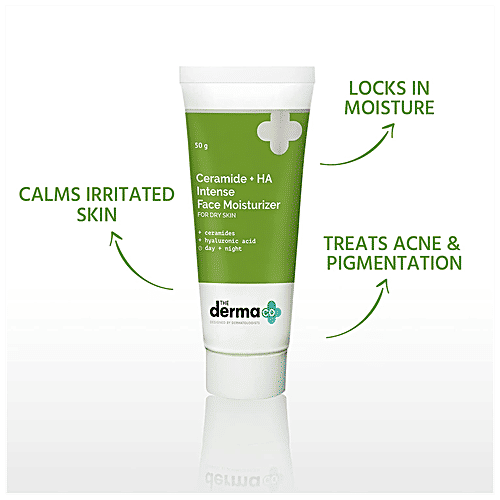 The Derma Co Ceramide + HA Intense Face Moisturizer - Treats Acne & Pigmentation, For Dry Skin, 50 g  