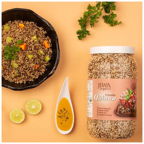 Jiwa Organic Tricolour Quinoa - 100% Natural & Gluten Free, 1 kg  Rich in Protein & Fiber