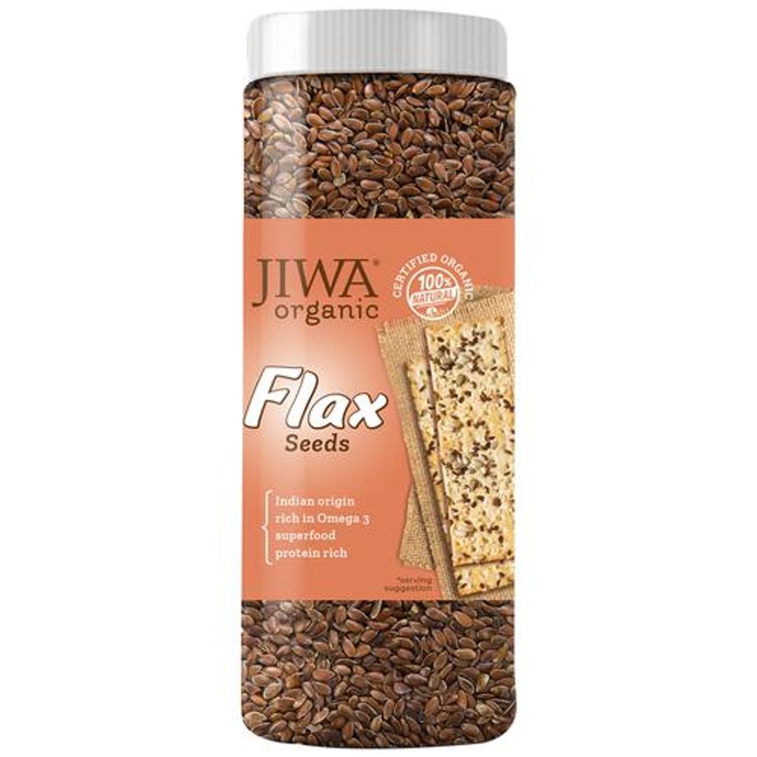 Jiwa Organic Raw Flax/Alsi Seeds - 100% Natural & Gluten Free, 350 g (Pack of 2)