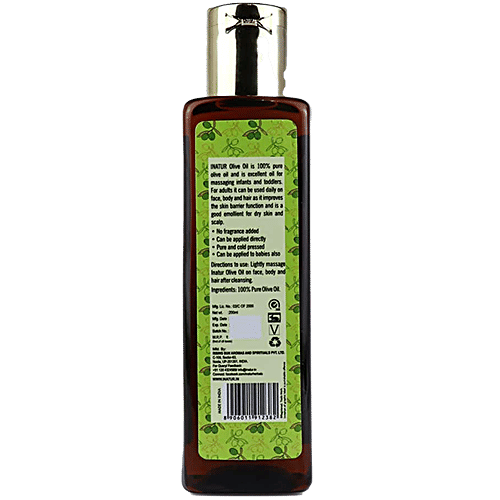 Inatur Olive Oil - Pure & Cold-Pressed, For Face, Body & Hair, 200 ml  