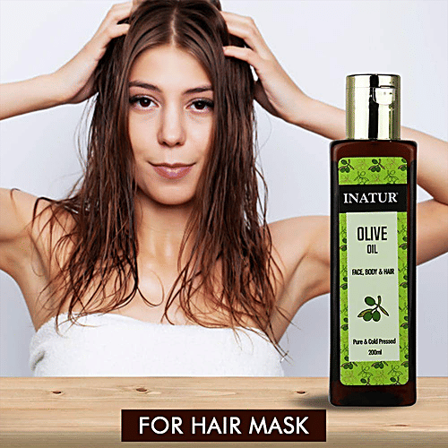 Inatur Olive Oil - Pure & Cold-Pressed, For Face, Body & Hair, 200 ml  