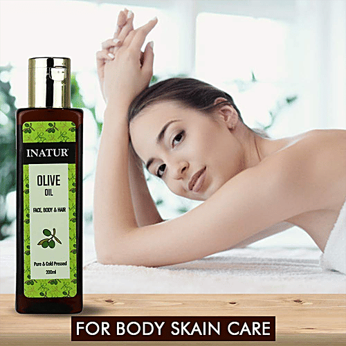 Inatur Olive Oil - Pure & Cold-Pressed, For Face, Body & Hair, 200 ml  