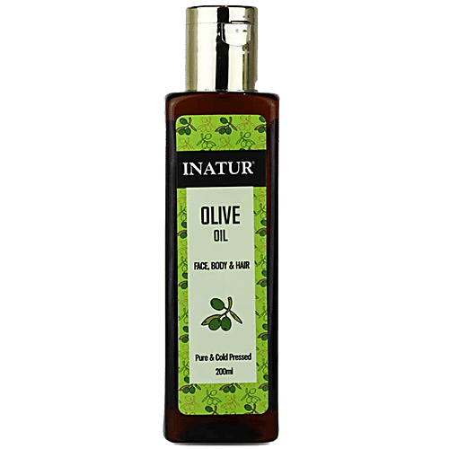 Inatur Olive Oil - Pure & Cold-Pressed, For Face, Body & Hair, 200 ml  