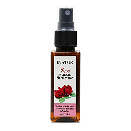 Inatur Rose Hydrosol Floral Water - Rich In Therapeutic Properties, 50 ml  