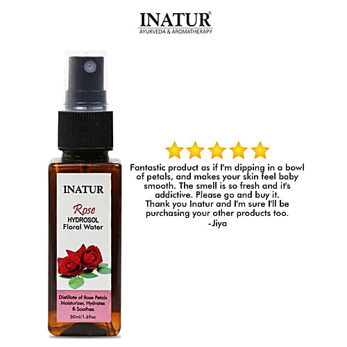 Inatur Rose Hydrosol Floral Water - Rich In Therapeutic Properties, 50 ml  