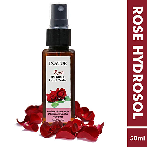 Inatur Rose Hydrosol Floral Water - Rich In Therapeutic Properties, 50 ml  