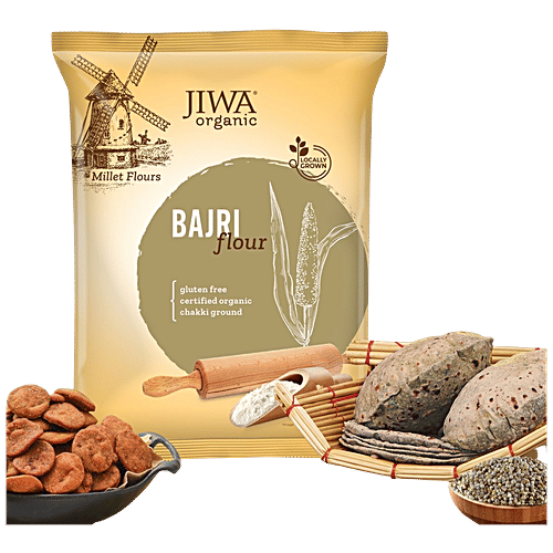 Jiwa Organic Bajri/Pearl Millet Flour - Natural & Gluten Free, 1 kg