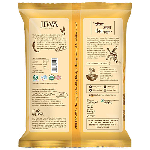 Jiwa Organic Barley Flour - Natural & Gluten Free, 750 g High In Protein & Fiber