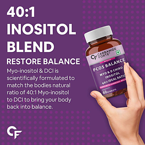 Carbamide Forte PCOS Balance Supplement - MYO, D-Chiro, Inositol 40:1, Supports Hormonal Balance, Berberine & L-Methylfolate, 60 pcs  