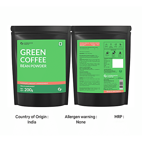 Carbamide Forte Organic Green Coffee Beans Powder - Supports Weight Management, Lowers Blood Sugar, 200 g  