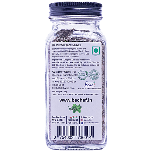 Bechef Oregano Leaves - Enhances Taste & Flavour, Premium Quality, 50 g  