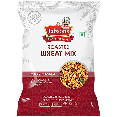 JABSONS Roasted Wheat Mix - Curry Masala, Rich Authentic Indian Spices, Non-fried, Protein Rich, 200 g  