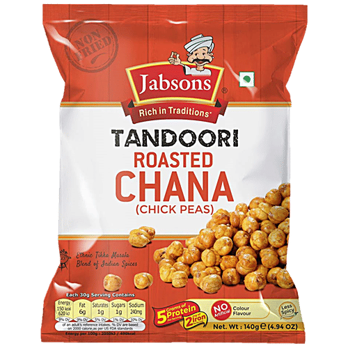 JABSONS Tandoori Roasted Chana/Chickpeas - Rich In Protein & Iron, Gluten-free, 140 g  
