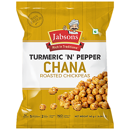 JABSONS Turmeric 'N' Pepper Chana - Roasted Chickpeas, Rich In Protein & Iron, Gluten-free, 140 g  