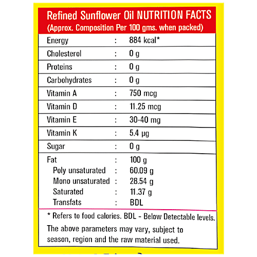 Sunpure  Heart Sunflower Oil - Chemical-Free & Physically Refined, Rich In Antioxidant, 1 L Pouch 