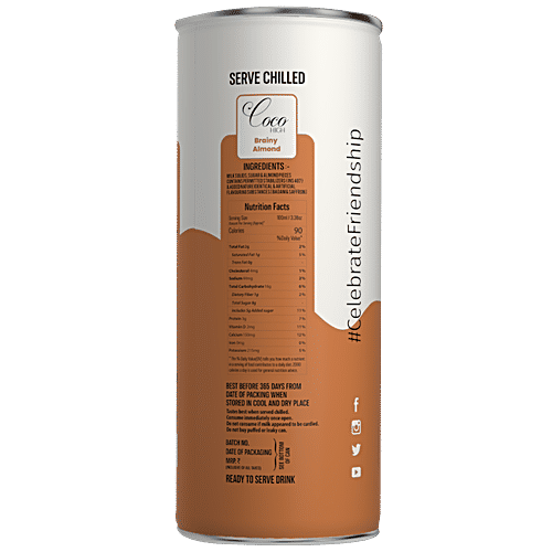 Coco High Brainy Almond Milk Flavoured Drink - Rich In Antioxidants, Refreshing, Healthy, 200 ml Can