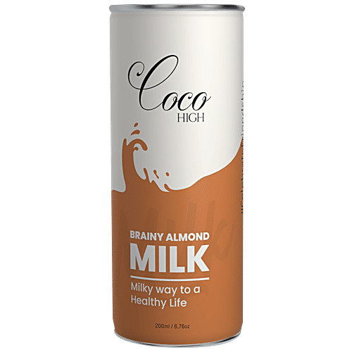 Coco High Brainy Almond Milk Flavoured Drink - Rich In Antioxidants, Refreshing, Healthy, 200 ml Can