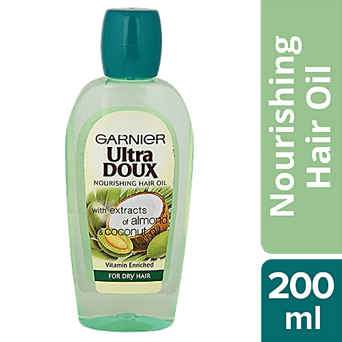 Garnier Ultra Doux Nourishing Hair Oil - With Extracts Of Almond & Coconut Oil, For Dry Hair, 200 ml  