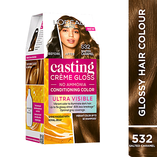 L'Oreal Paris Casting Creme Gloss - No Ammonia, Ultra Visible Hair Colour, Optimal Grey Coverage, 3 pcs (87.5 g+72 ml)