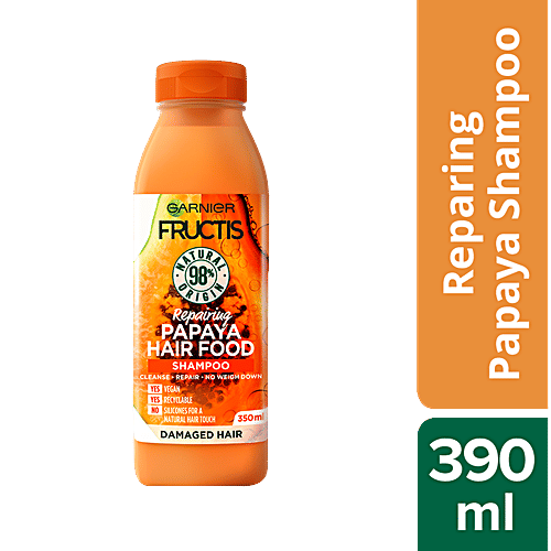 Garnier Fructis - Repairing Papaya Shampoo Hair Food, For Damaged Hair, Detangles, Nourishes, Prevents Damage, 350 ml  