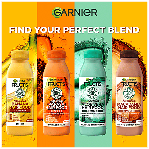 Garnier Fructis - Repairing Papaya Shampoo Hair Food, For Damaged Hair, Detangles, Nourishes, Prevents Damage, 350 ml  