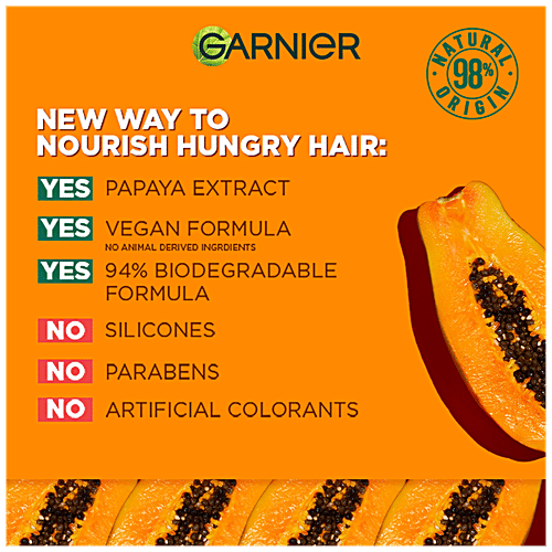 Garnier Fructis - Repairing Papaya Shampoo Hair Food, For Damaged Hair, Detangles, Nourishes, Prevents Damage, 350 ml  