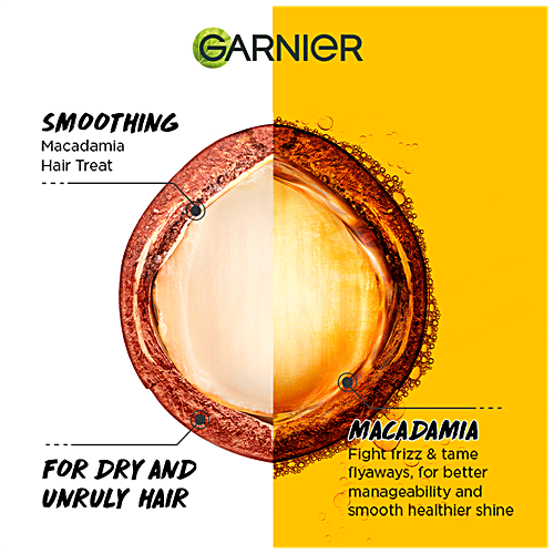 Garnier Fructis - Smoothing Macadamia Hair Food Shampoo, For Dry Unruly Hair, Detangles, Nourishes, Prevents Damage, 350 ml  