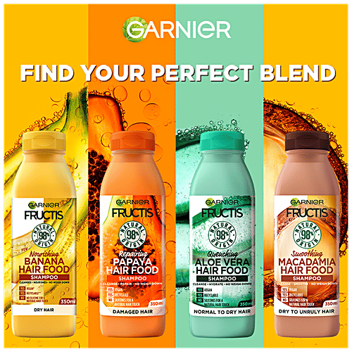 Garnier Fructis - Smoothing Macadamia Hair Food Shampoo, For Dry Unruly Hair, Detangles, Nourishes, Prevents Damage, 350 ml  