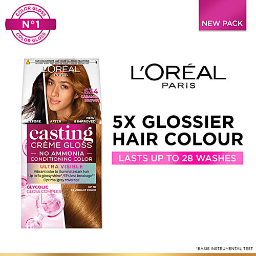L'Oreal Paris Casting Creme Gloss - No Ammonia, Ultra Visible Hair Colour, Optimal Grey Coverage, 3 pcs (100 g + 60 ml)