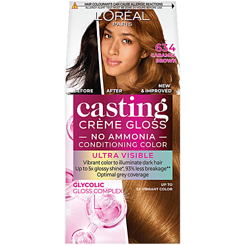 L'Oreal Paris Casting Creme Gloss - No Ammonia, Ultra Visible Hair Colour, Optimal Grey Coverage, 3 pcs (100 g + 60 ml)