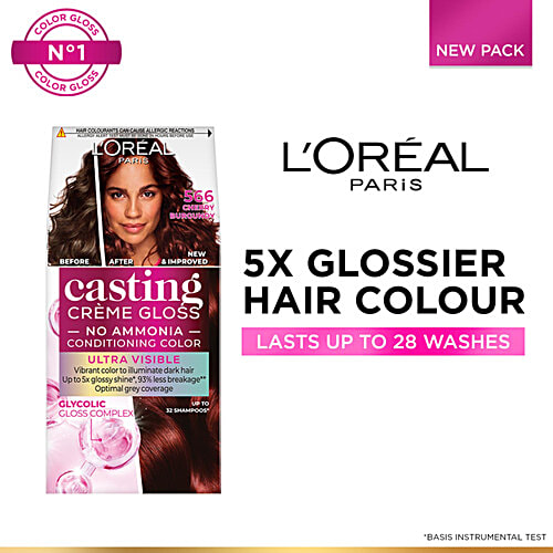 L'Oreal Paris Casting Creme Gloss - No Ammonia, Ultra Visible Hair Colour, Optimal Grey Coverage, 3 pcs (100 g + 60 ml) 