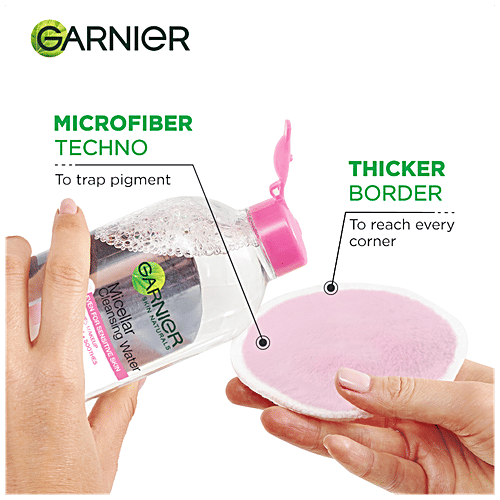 Garnier Skin Active - Micellar Reusable Eco Pads, Pure Cotton Pads, One Swipe Makeup Remover, Removes Makeup Gently, 3 pcs  