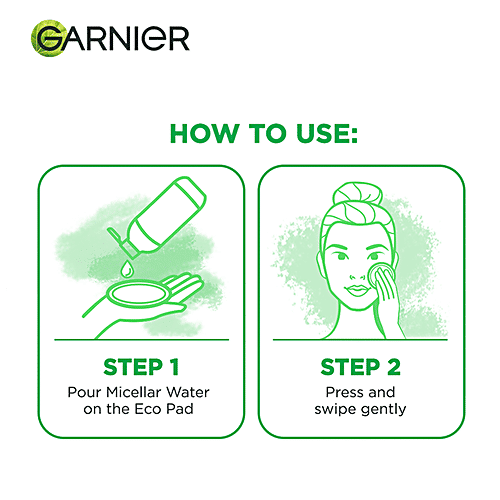 Garnier Skin Active - Micellar Reusable Eco Pads, Pure Cotton Pads, One Swipe Makeup Remover, Removes Makeup Gently, 3 pcs  