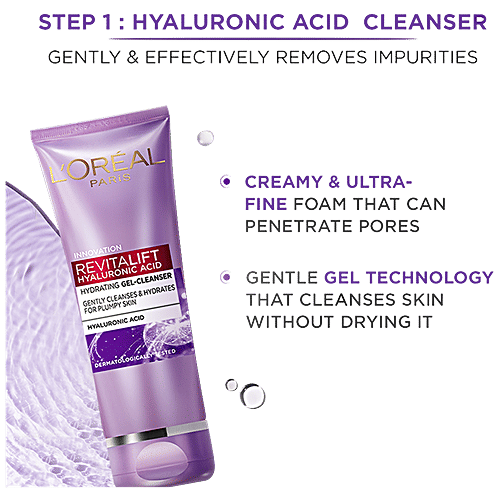 L'Oreal Paris Revitalift Hyaluronic Acid Skincare Combo - Serum + Hydrating Gel Cleanser, For Radiant Skin, 2 pc (15 ml each) 