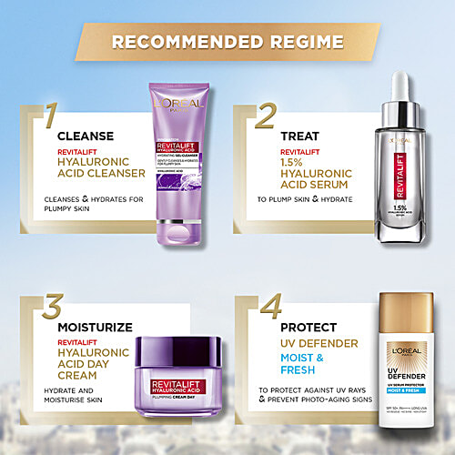 L'Oreal Paris UV Defender Serum Protector - Sunscreen SPF 50 PA+++, Moist & Fresh, Non-Greasy, Hydrating Sunscreen, With Hyaluronic Acid, 50 ml