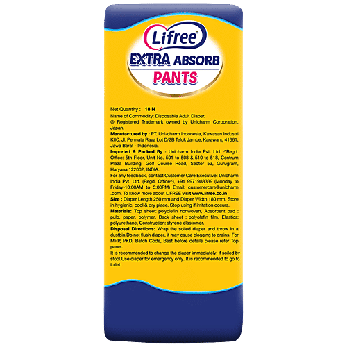 Buy Lifree Extra Absorb Pants Size XL 18, Highly Absorbent Adult
