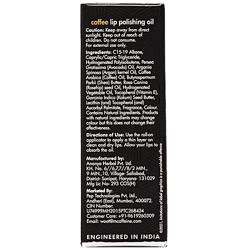 mCaffeine Coffee Lip Polishing Oil - With Rosehip & Shea Butter, Heals Dry & Chapped Lips, 10 ml  