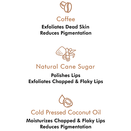 mCaffeine Coffee Lip Scrub - For Chapped & Pigmented Lips, Natural, Vegan, Beeswax Free, 12 g  