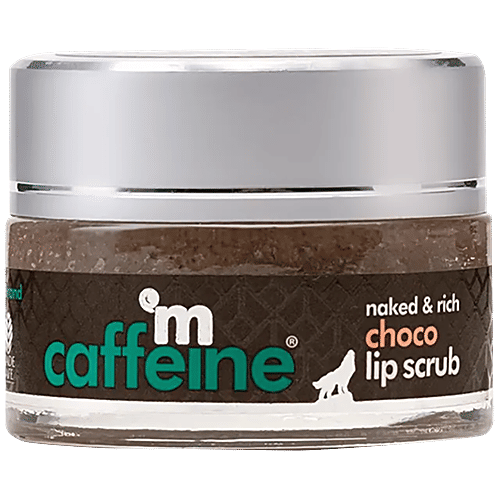 mCaffeine Gently Exfoliating Choco Lip Scrub - For Chapped & Sensitive Lips, Natural, Vegan, Beeswax Free, 12 g