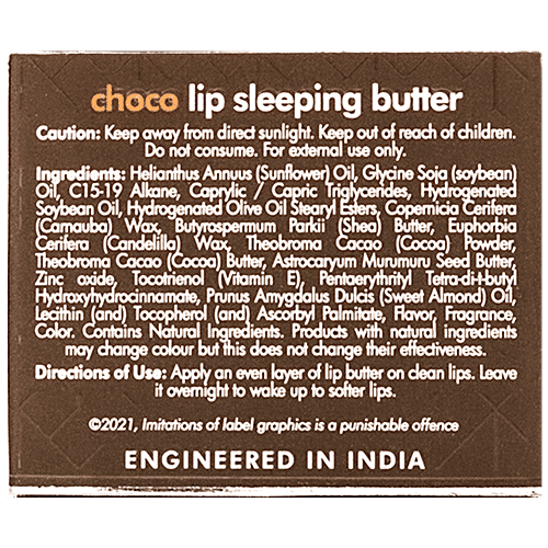mCaffeine Choco Lip Sleeping Butter - With Cocoa, Murumuru & Cocoa Butter, Repairs, Moisturises & Nourishes, 12 g