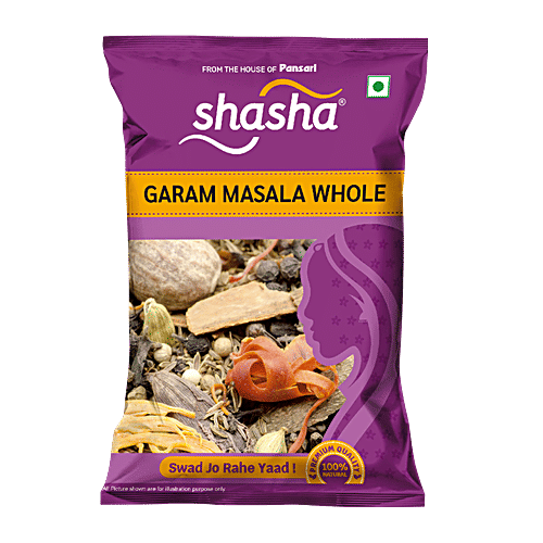 SHASHA Whole Garam Masala - Premium Quality, Aromatic Spices, 100 g Pouch 