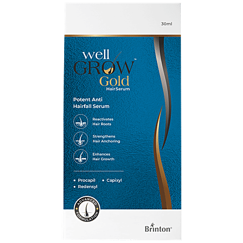 Brinton Well Grow Gold Potent Anti Hairfall Serum - Enhances Growth, 30 ml  