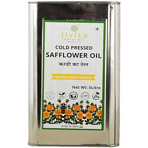 Buy Jivika Naturals Cold Pressed Safflower Oil Wooden Ghani Pressed, Pure & Unrefined, Vegan